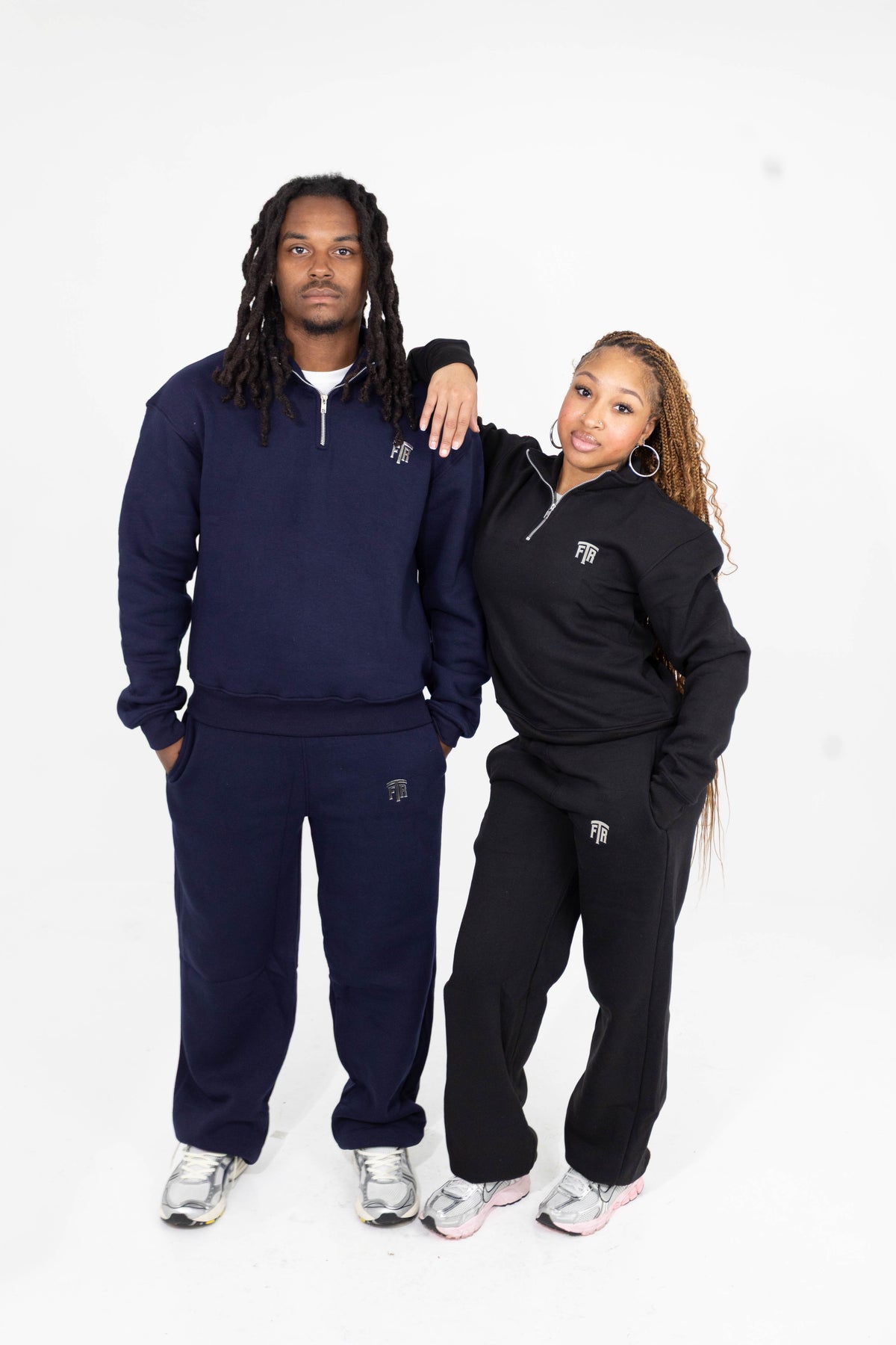 For The Riches navy blue quarter zip and pants set — additional campaign view