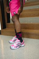 FTR LOGO BLACK CREW SOCKS (PINK)