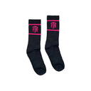 FTR LOGO BLACK CREW SOCKS (PINK)