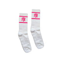 FTR LOGO WHITE CREW SOCKS (PINK)