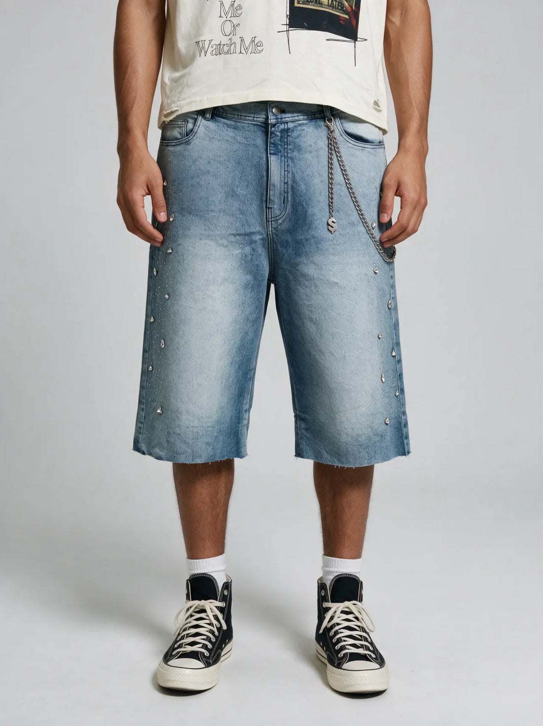 Blue Vintage Washed Crystal FTR Jorts