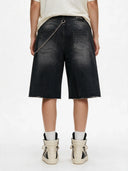 Black Vintage Washed Crystal FTR Jorts